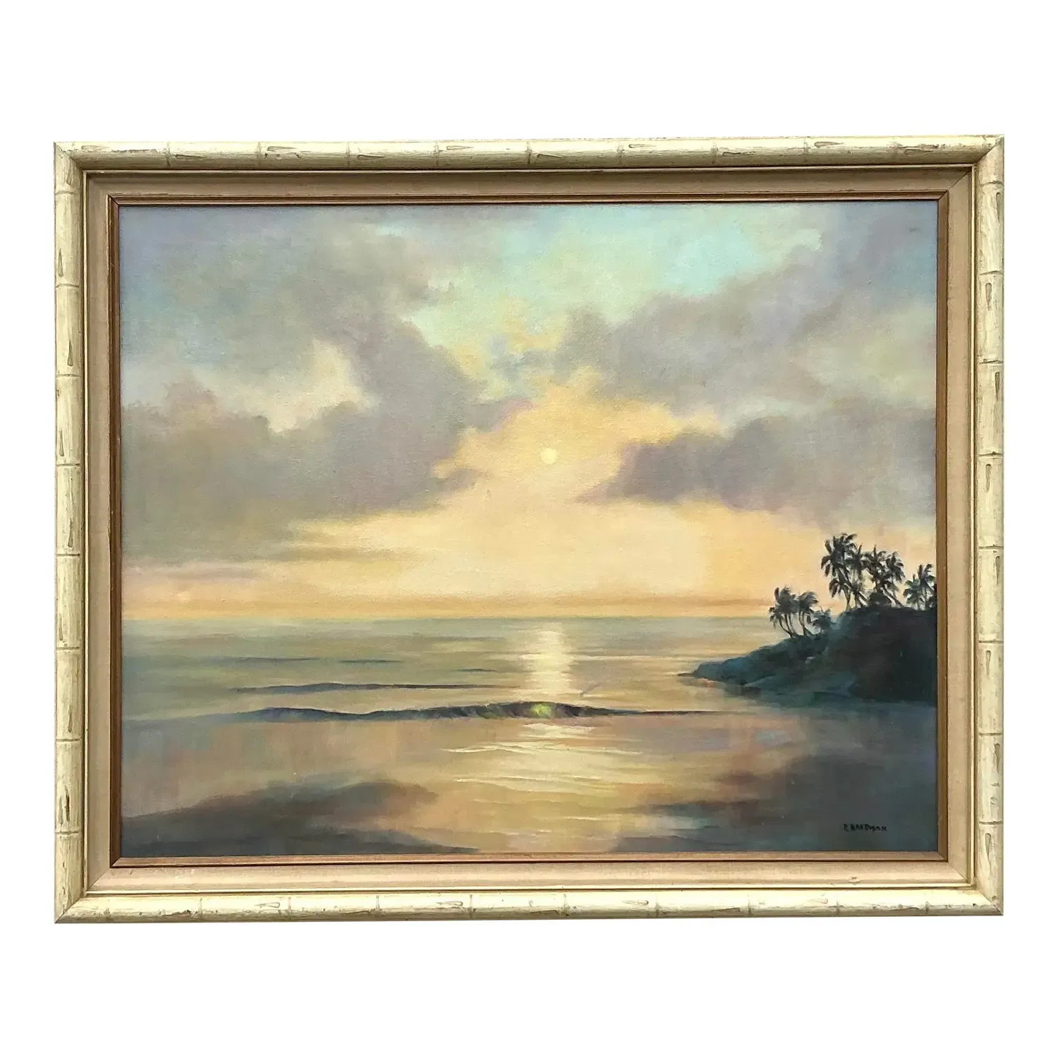 Vintage Boho Original Landscape Oil Painting on Canvas - Canvas, 34W x 28H — additional photo 1