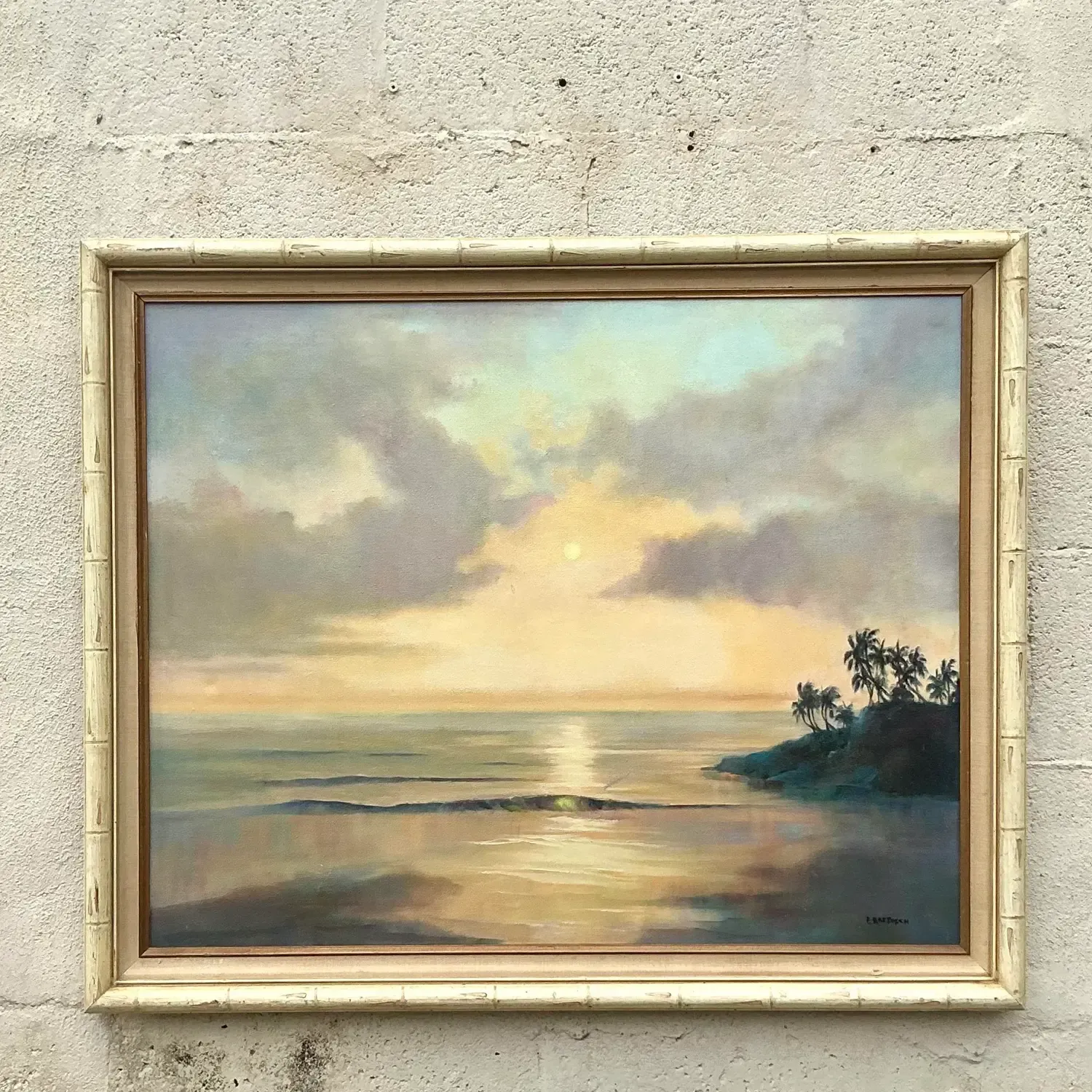 Vintage Boho Original Landscape Oil Painting on Canvas - Canvas, 34W x 28H — additional photo 2