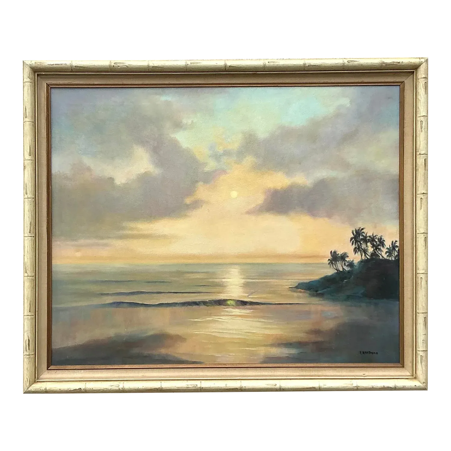 Vintage Boho Original Landscape Oil Painting on Canvas - Canvas, 34W x 28H — additional photo 5