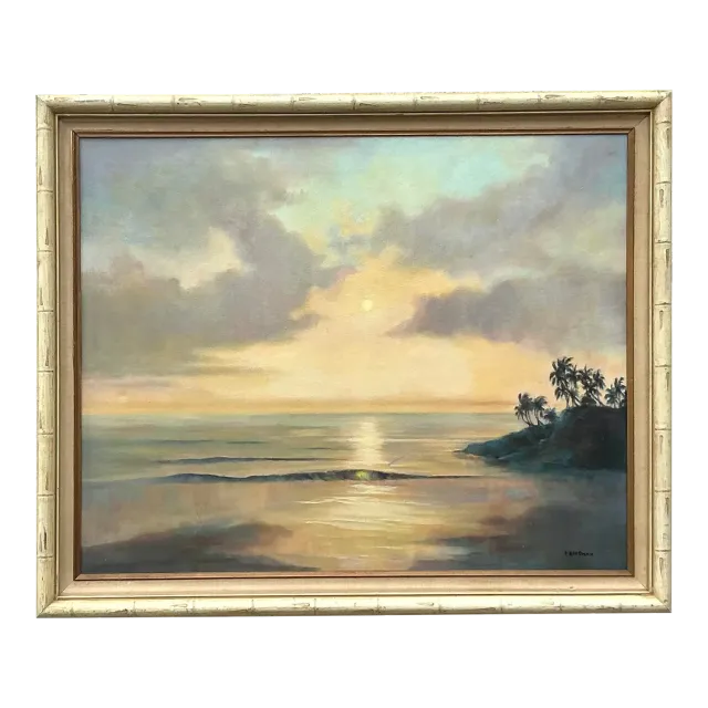 Vintage Boho Original Landscape Oil Painting on Canvas - Canvas, 34W x 28H — additional photo 5