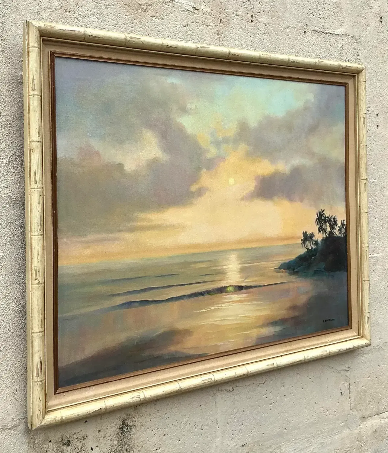 Vintage Boho Original Landscape Oil Painting on Canvas - Canvas, 34W x 28H — additional photo 6