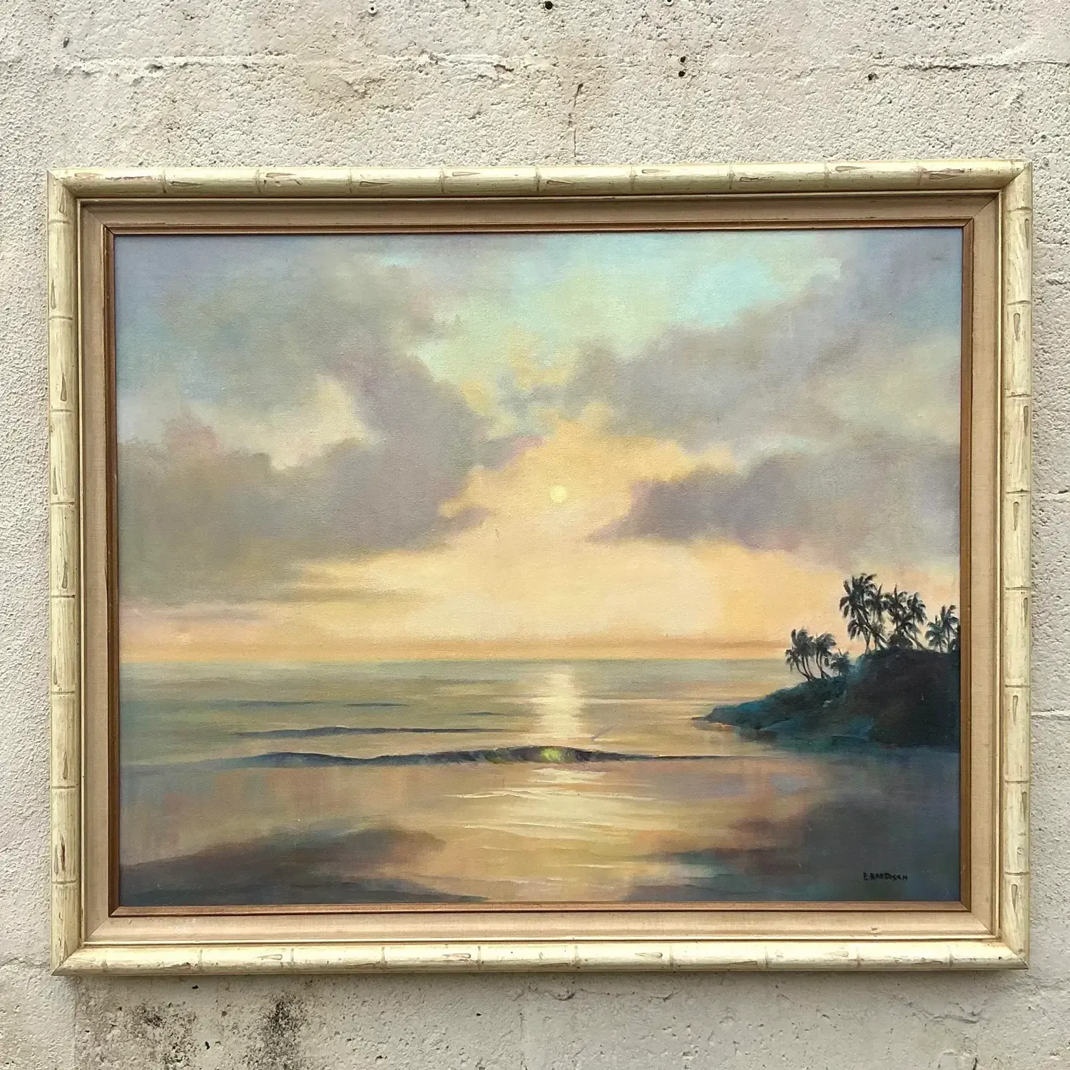 Vintage Boho Original Landscape Oil Painting on Canvas - Canvas, 34W x 28H — additional photo 8