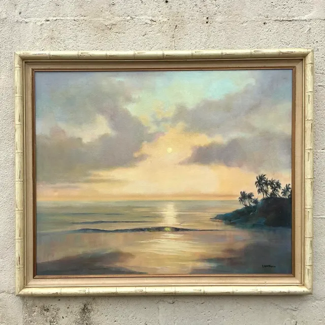 Vintage Boho Original Landscape Oil Painting on Canvas - Canvas, 34W x 28H — additional photo 8