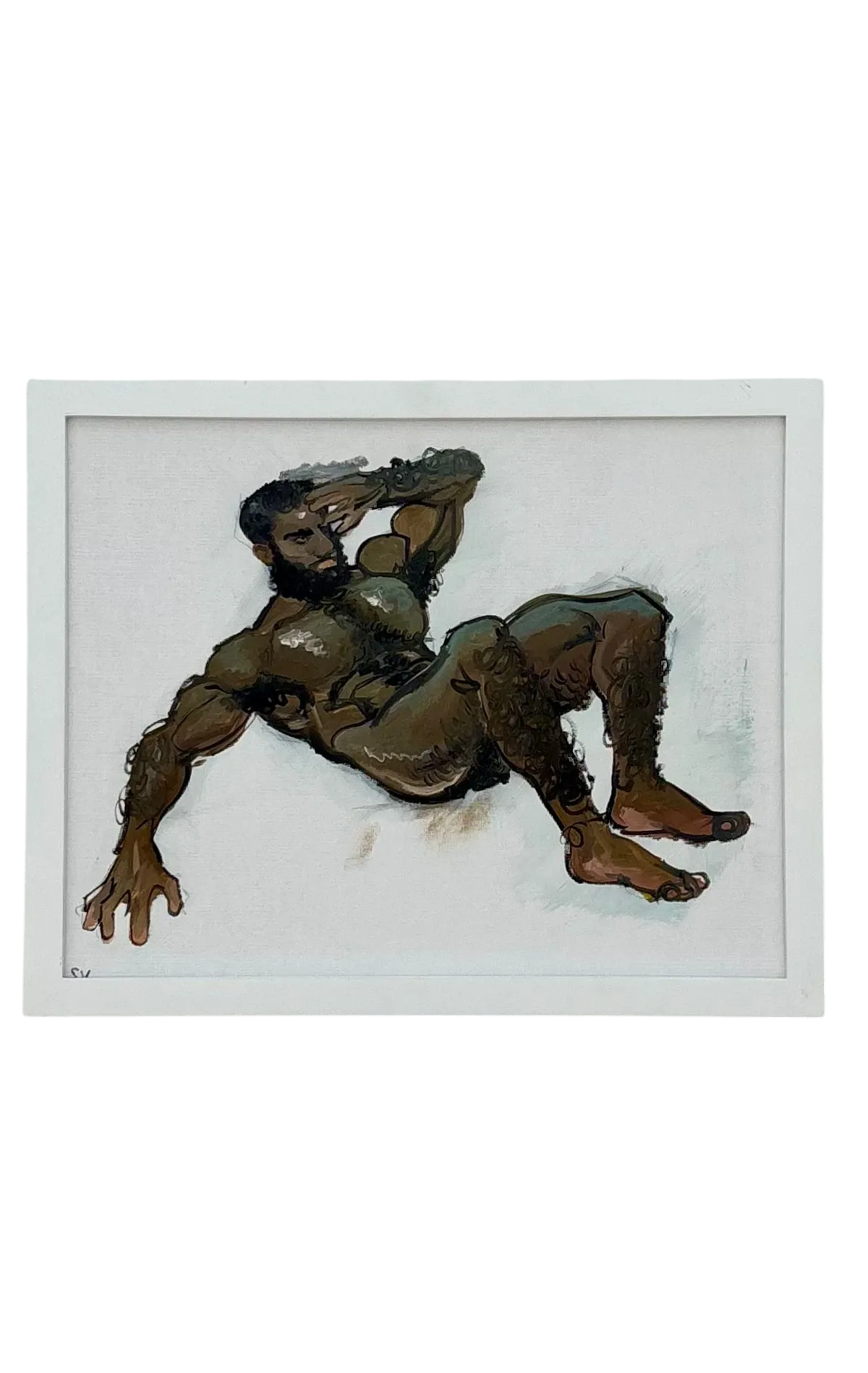 Vintage Boho Original Nude Figurative Oil on Board