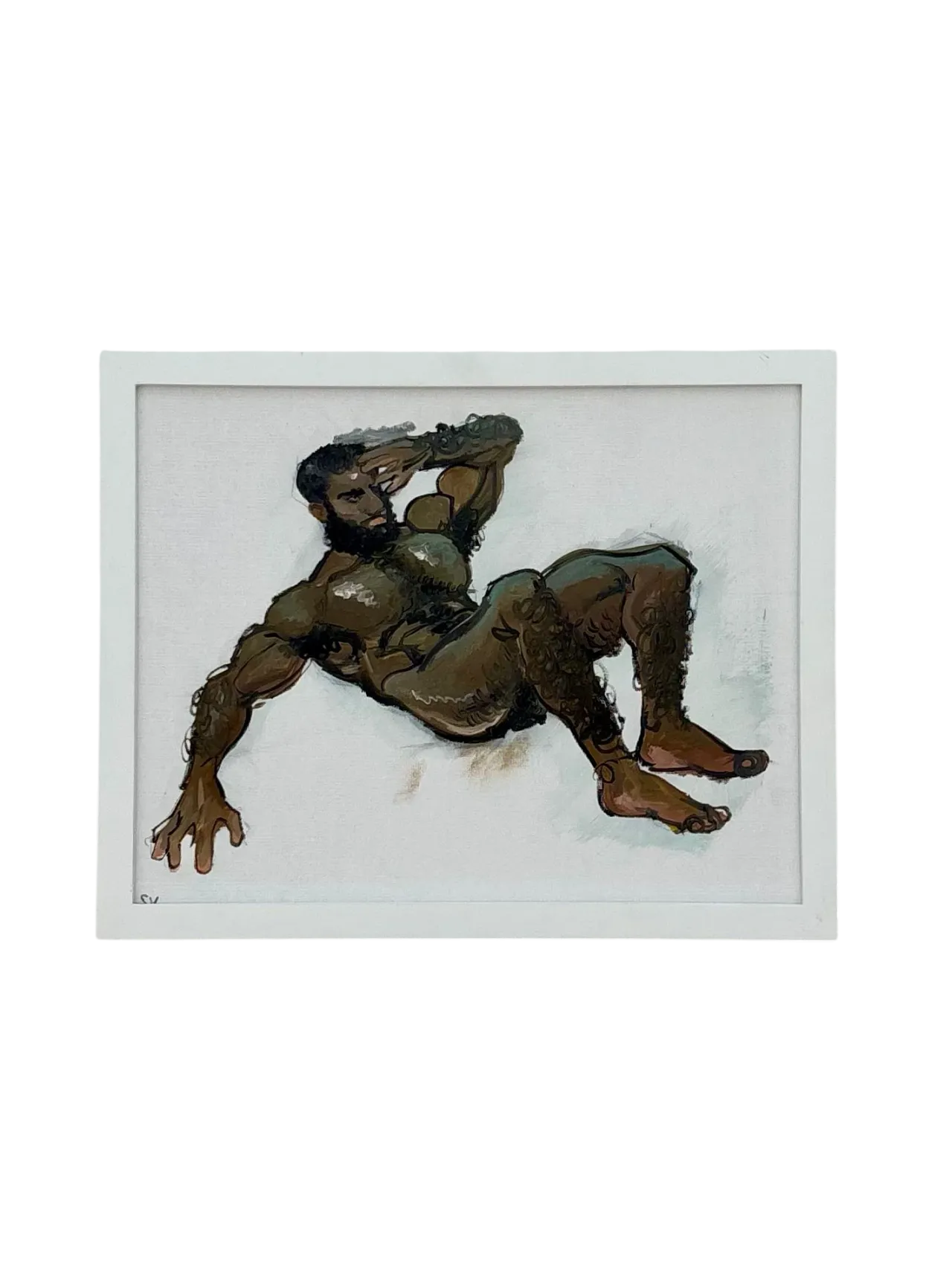 Vintage Boho Original Nude Figurative Oil on Board