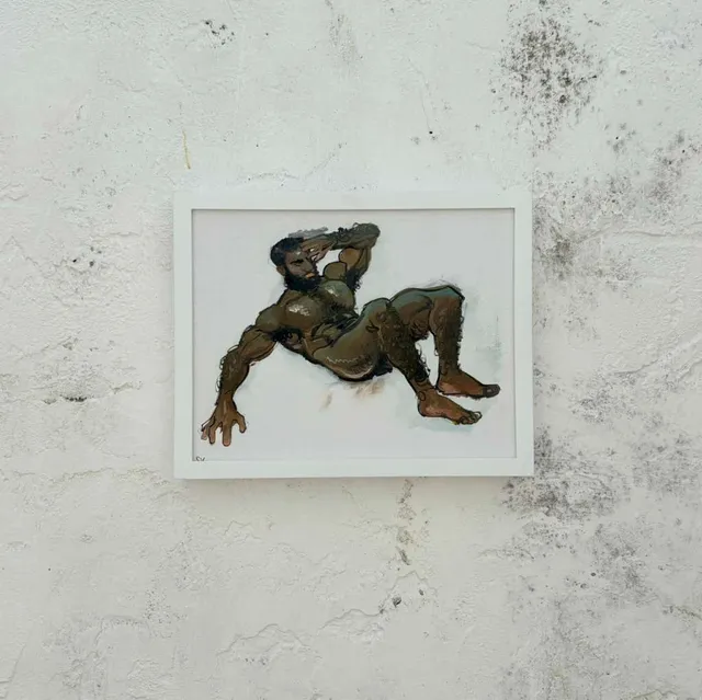 Vintage Boho Original Nude Figurative Oil on Board — additional photo 2