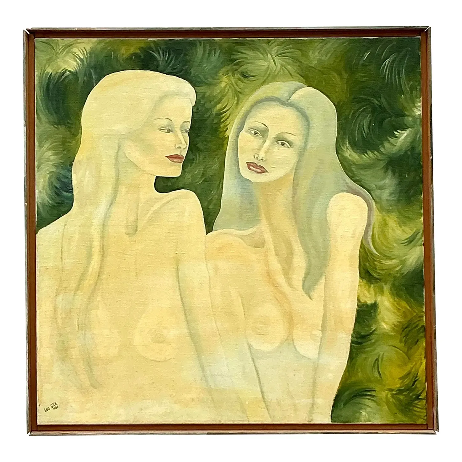 Vintage Boho Original Nude Figurative Oil Painting on Canvas — additional photo 1