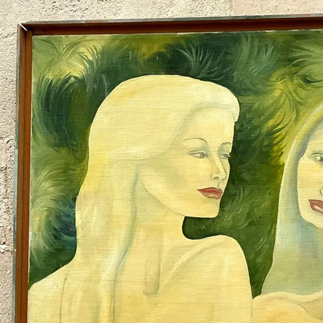 Vintage Boho Original Nude Figurative Oil Painting on Canvas — additional photo 4