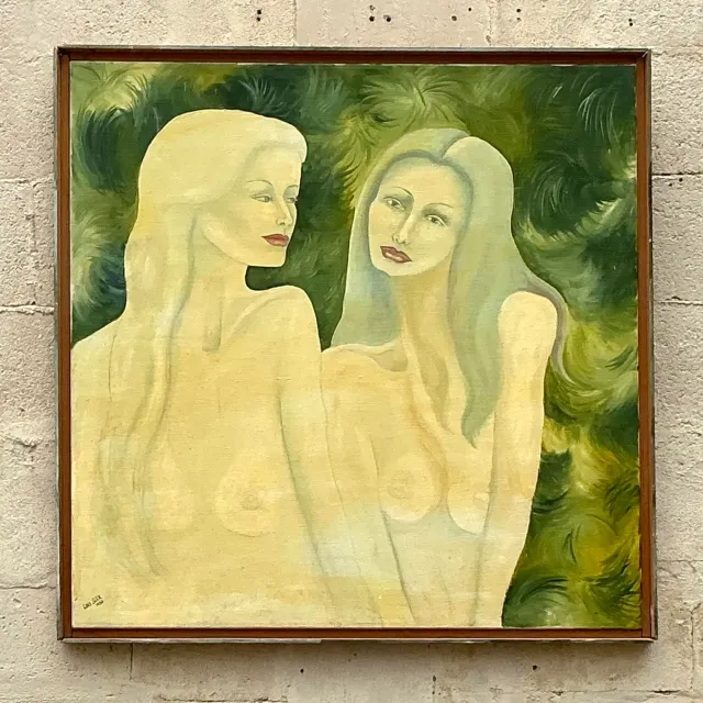 Vintage Boho Original Nude Figurative Oil Painting on Canvas — additional photo 5