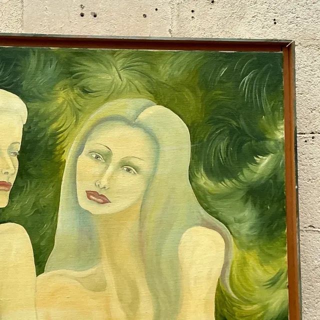 Vintage Boho Original Nude Figurative Oil Painting on Canvas — additional photo 6