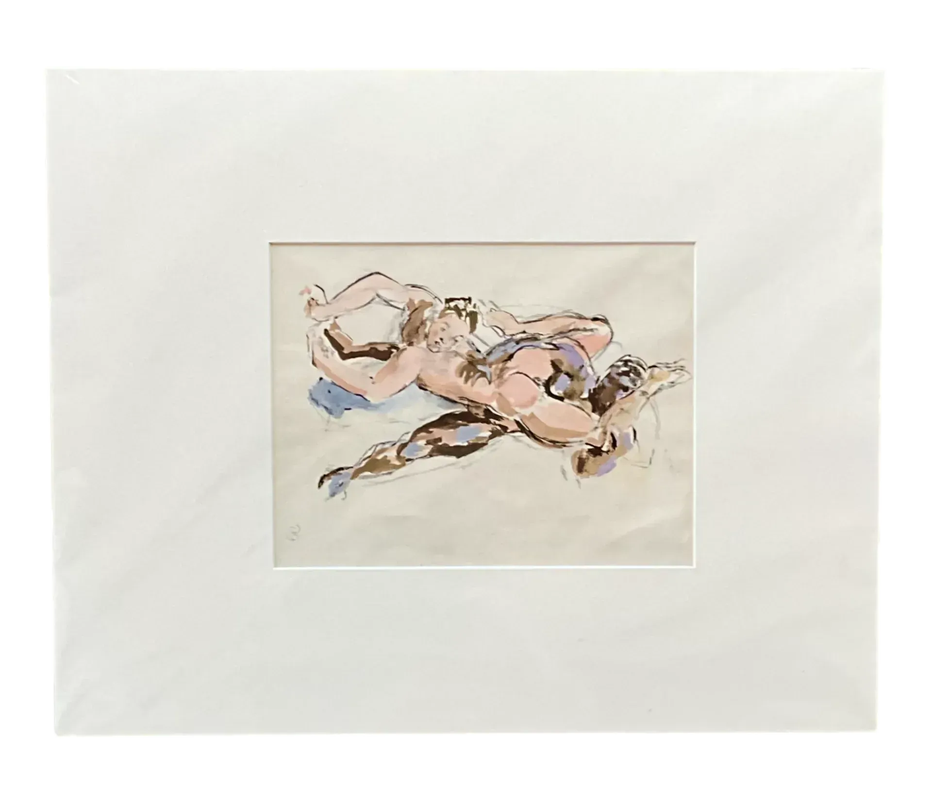 Vintage Boho Original Nude Figurative Painting 