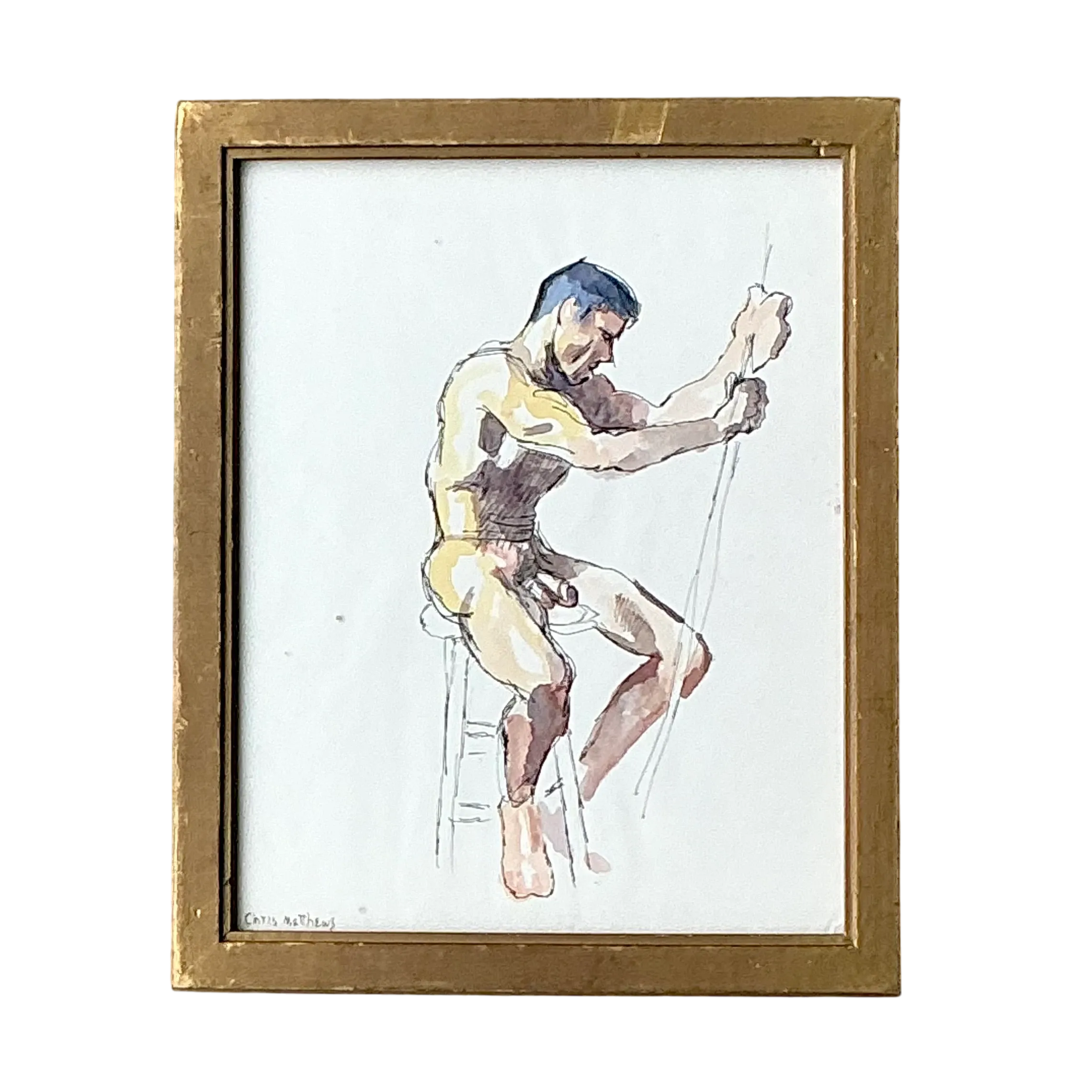 Vintage Boho Original Nude Sketch of Man — additional photo 7