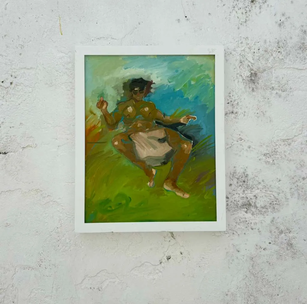 Vintage Boho Original Oil Figurative On Board — additional photo 3