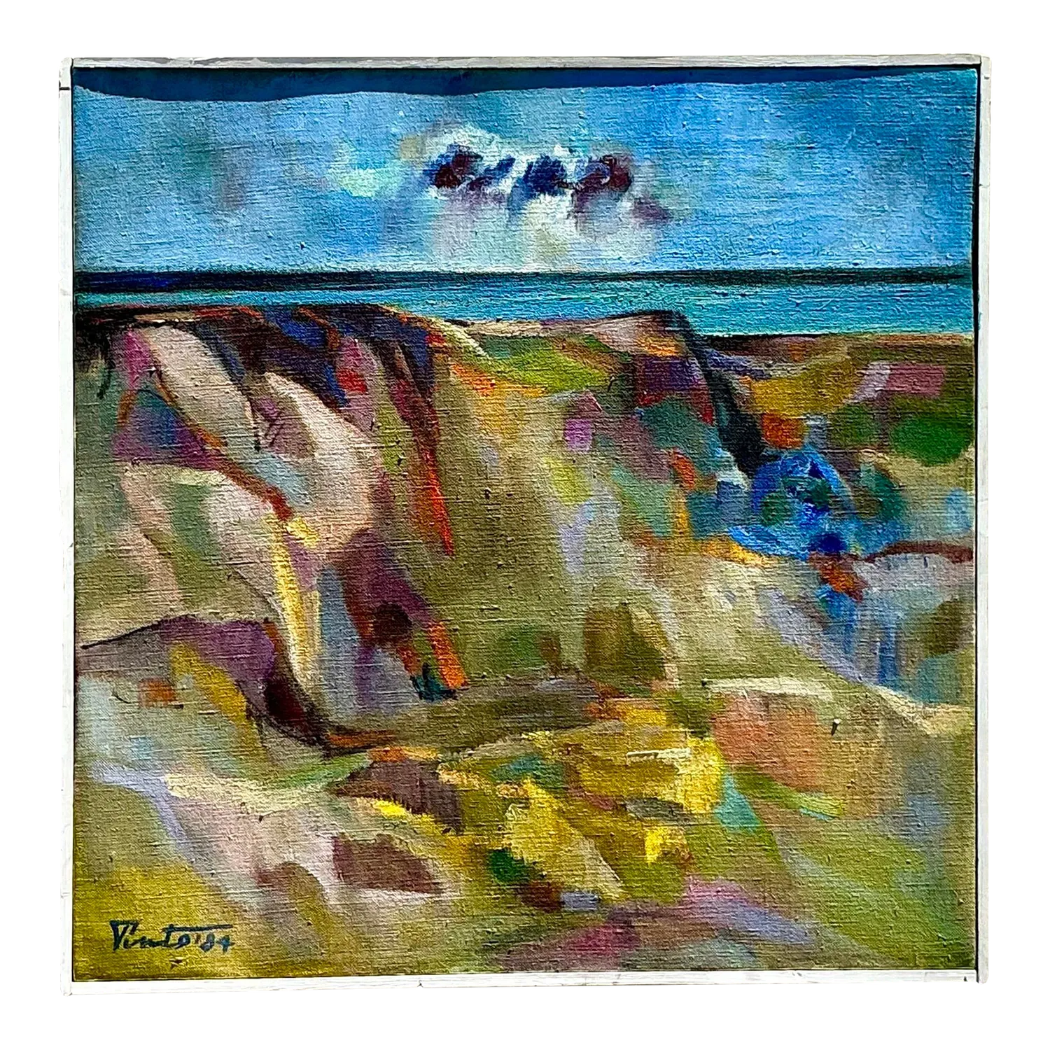 Vintage Boho Original Oil Landscape on Canvas — additional photo 2