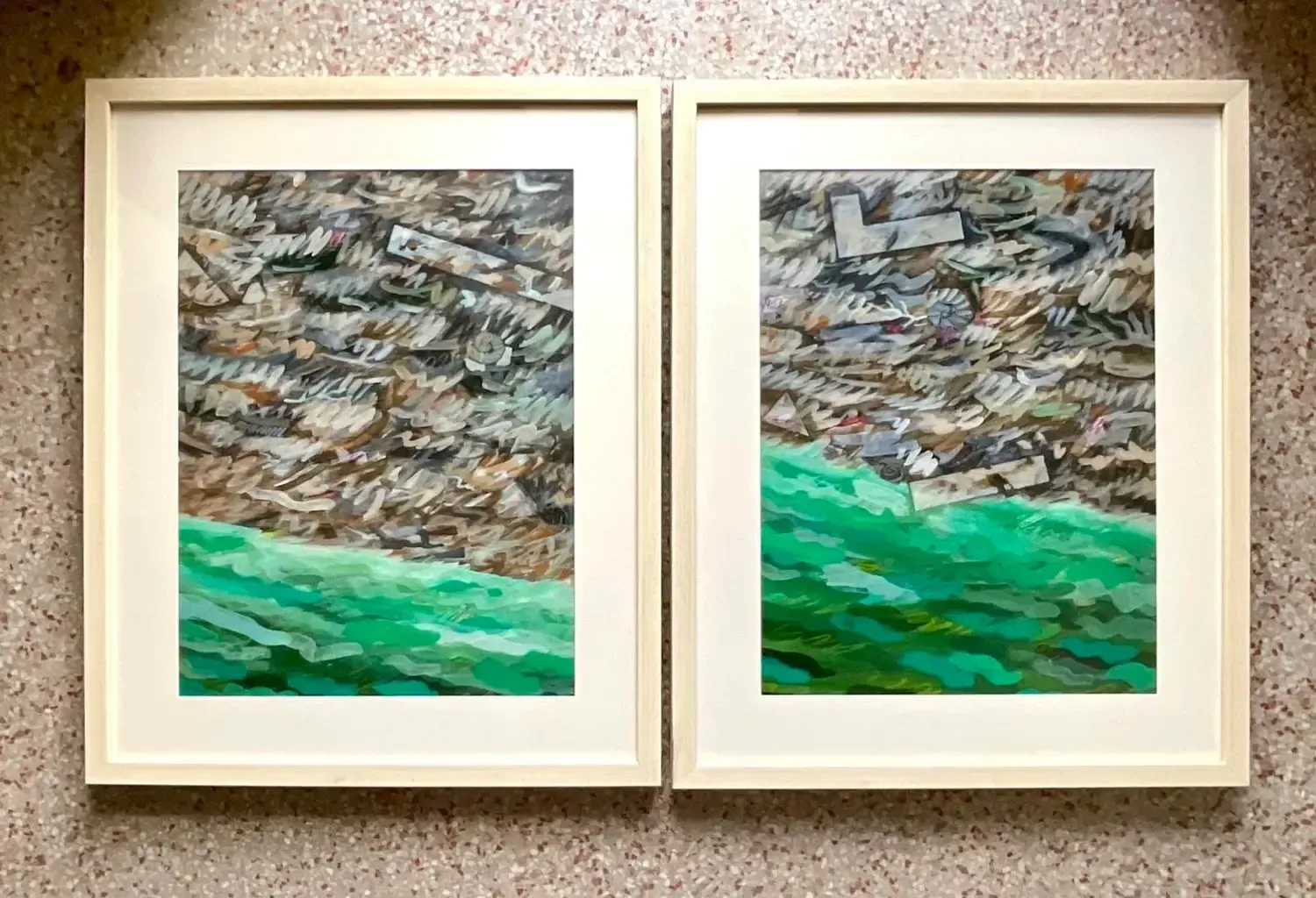 Vintage Boho Original Oil on Paper Abstract Painting - a Pair — additional photo 6