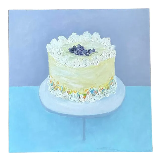 Vintage Boho Original Oil Painting of Cake — additional photo 1