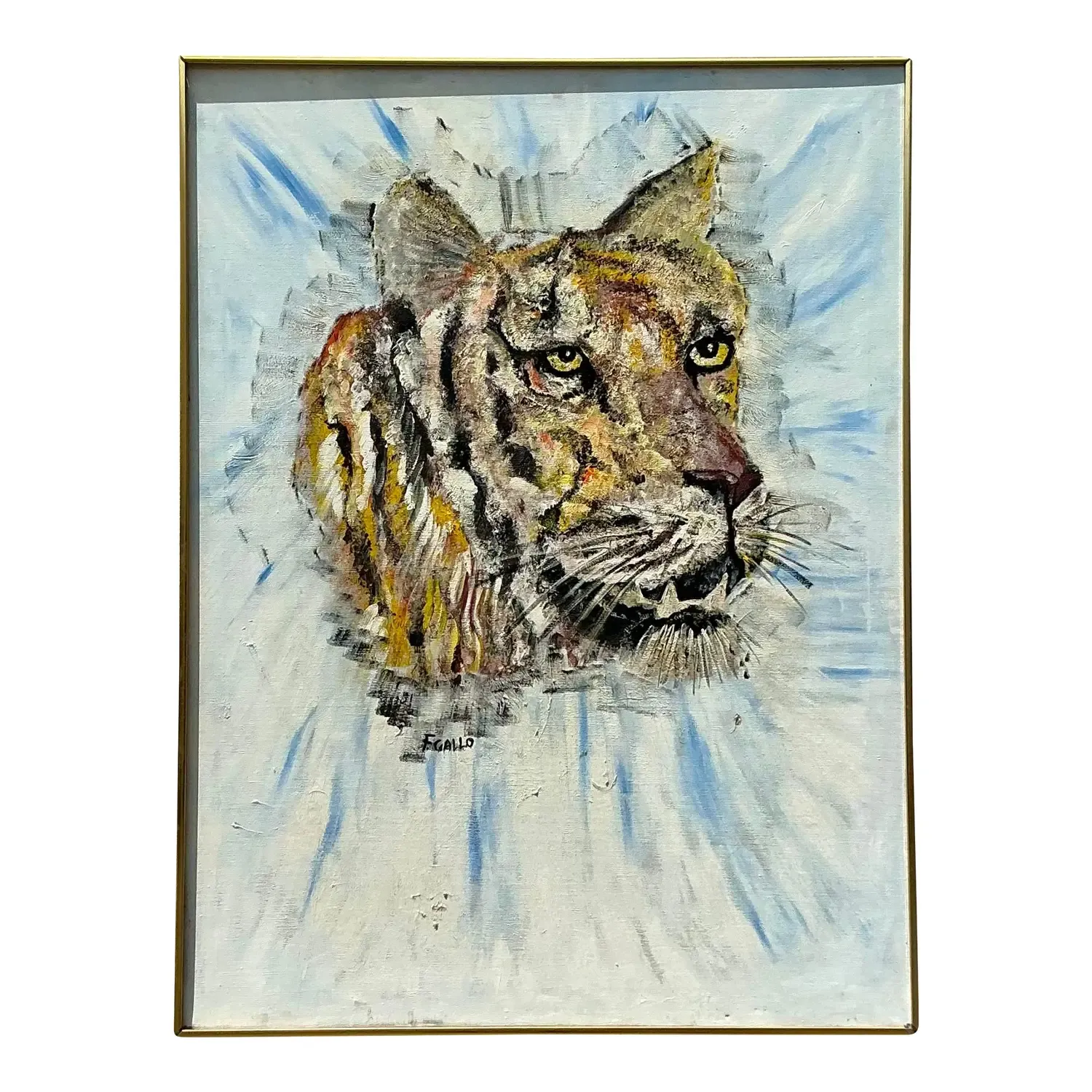 Vintage Boho Original Oil Painting of Tiger — additional photo 1