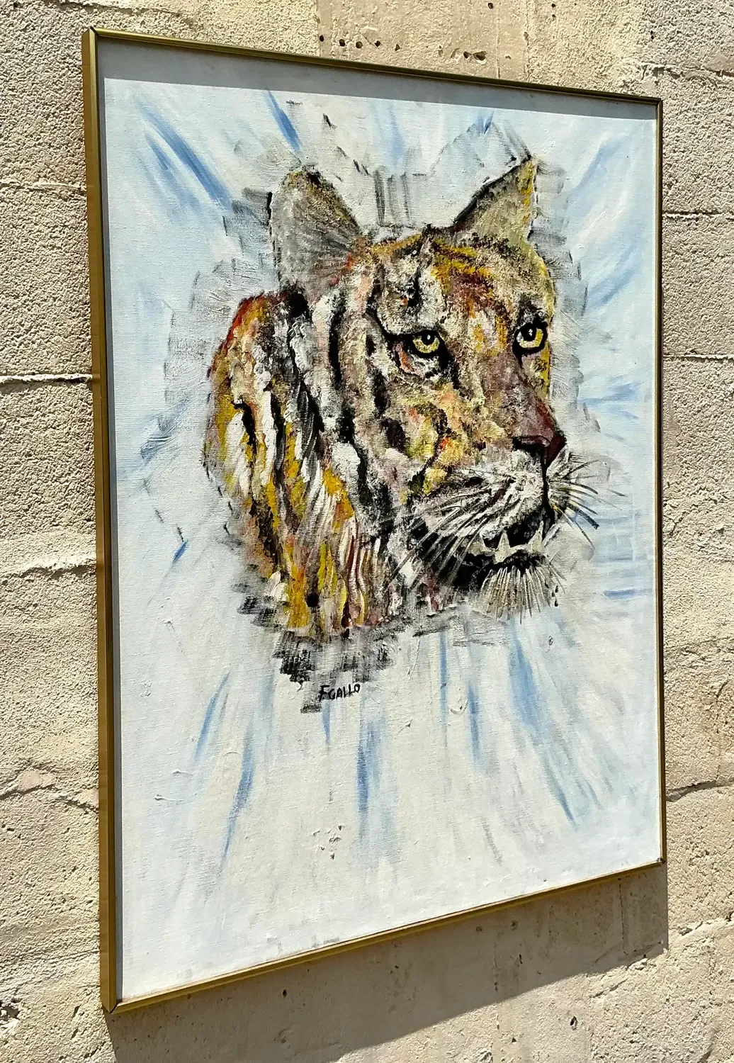 Vintage Boho Original Oil Painting of Tiger — additional photo 2