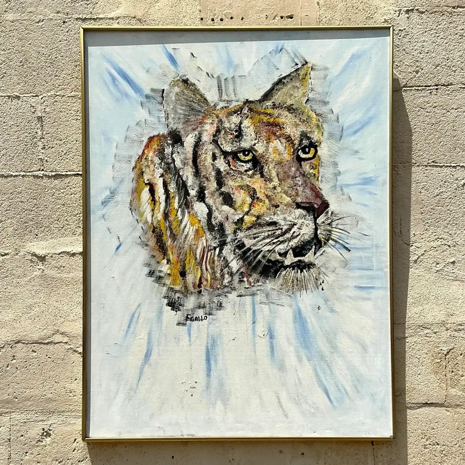 Vintage Boho Original Oil Painting of Tiger — additional photo 3