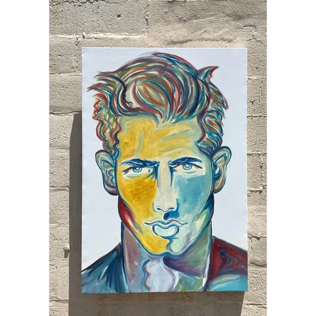 Vintage Boho Original Oil Painting on Canvas — additional photo 3