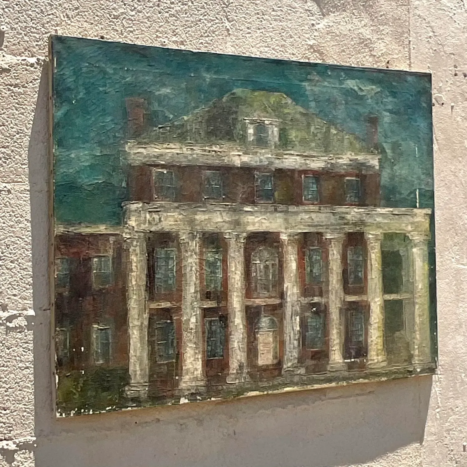 Vintage Boho Original Oil Painting on Canvas - Canvas, 30.25W x 24H — additional photo 4