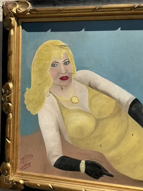 Vintage Boho Original Oil Portrait Of Lady — additional photo 5