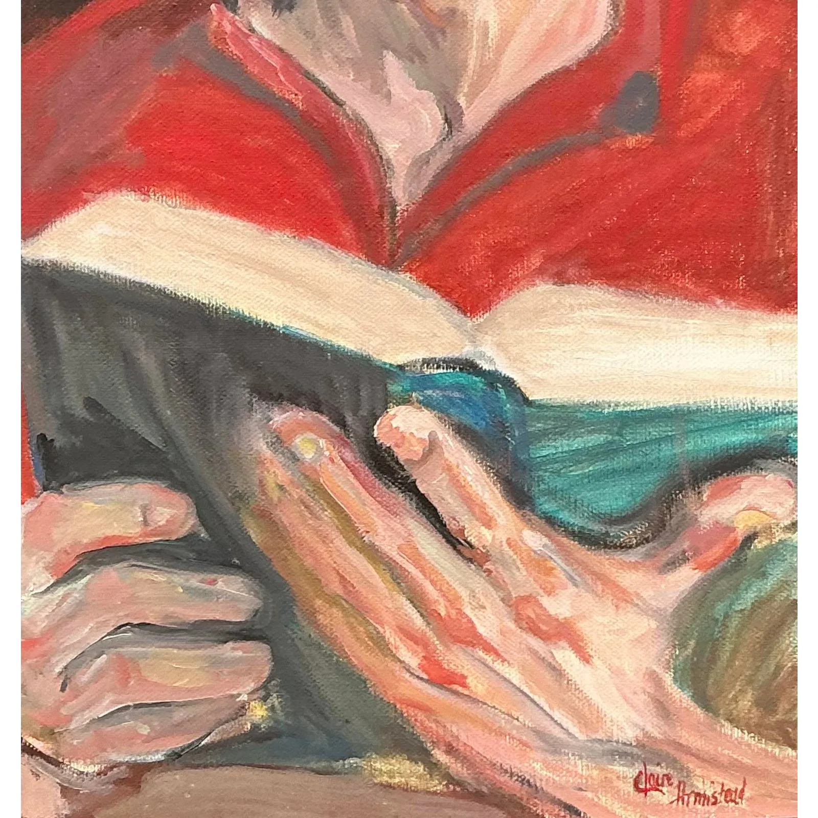 Vintage Boho Original Oil Portrait of Man - Oil Paint, 17W x 35H — additional photo 1