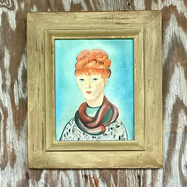Vintage Boho Original Oil Portrait of Woman — additional photo 2