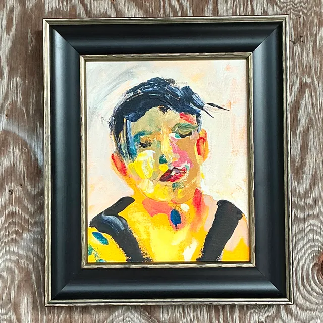 Vintage Boho Original Oil Portrait on Board — additional photo 2