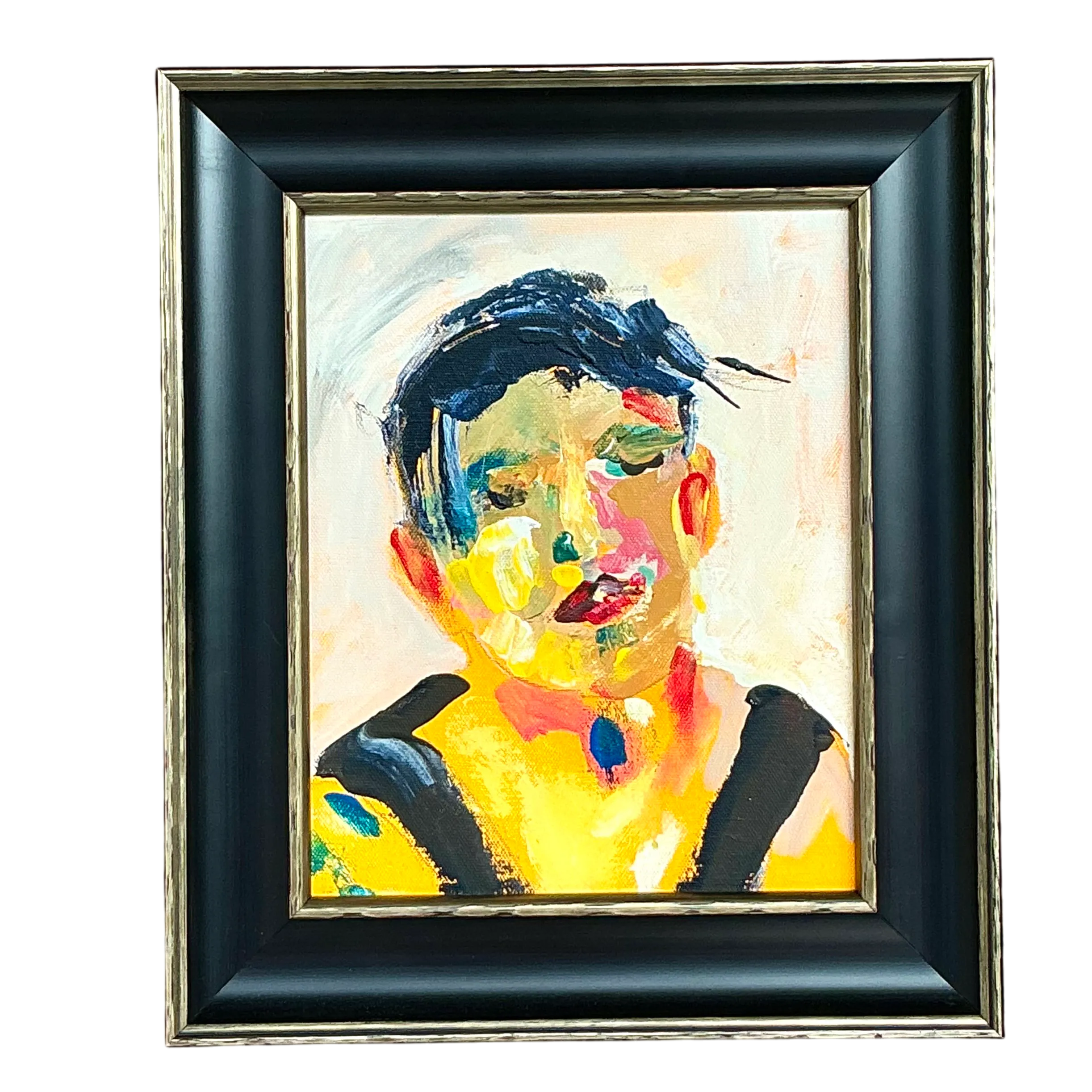 Vintage Boho Original Oil Portrait on Board — additional photo 3