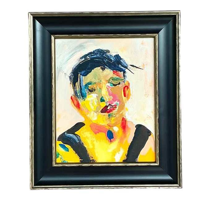 Vintage Boho Original Oil Portrait on Board — additional photo 3