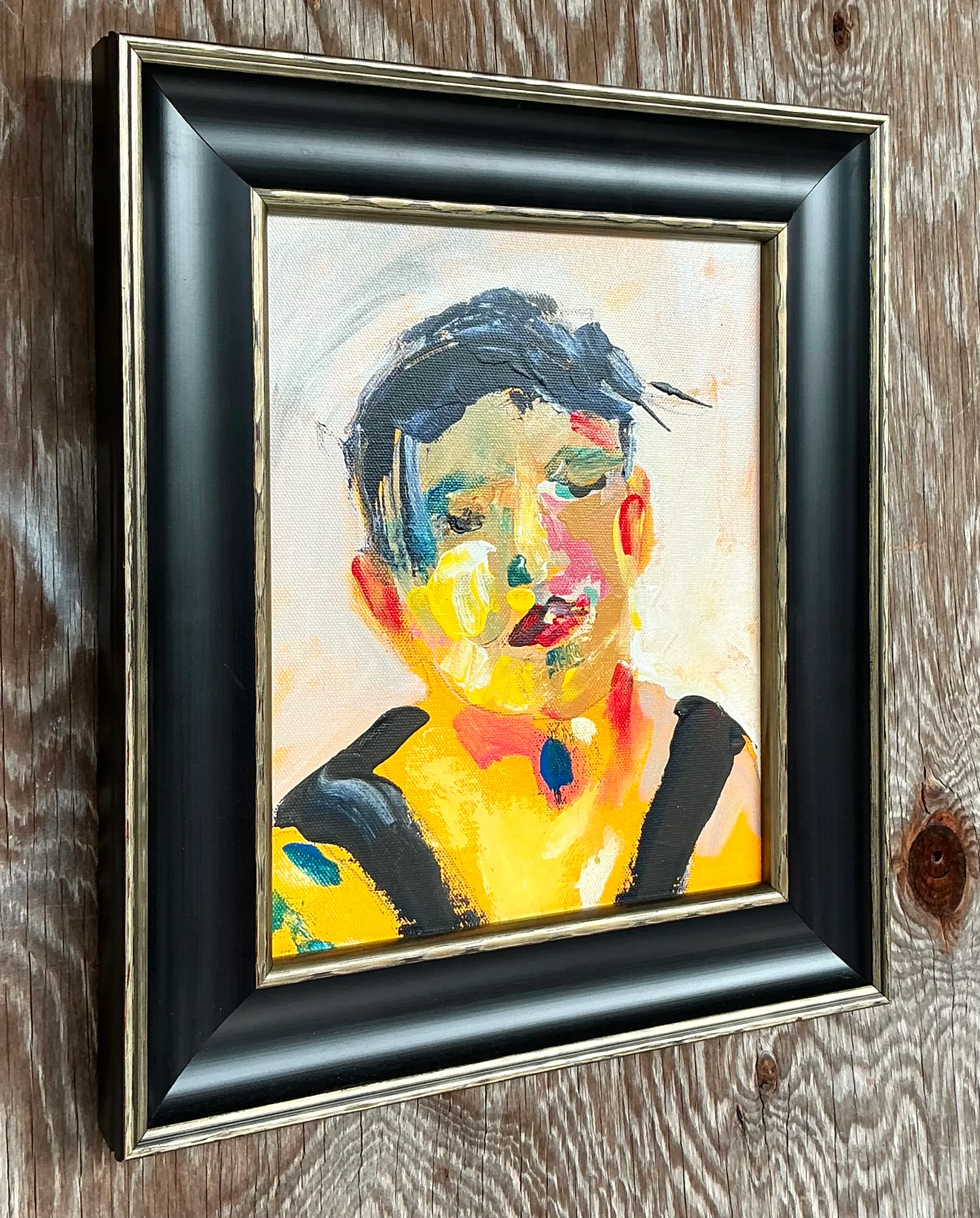 Vintage Boho Original Oil Portrait on Board — additional photo 5