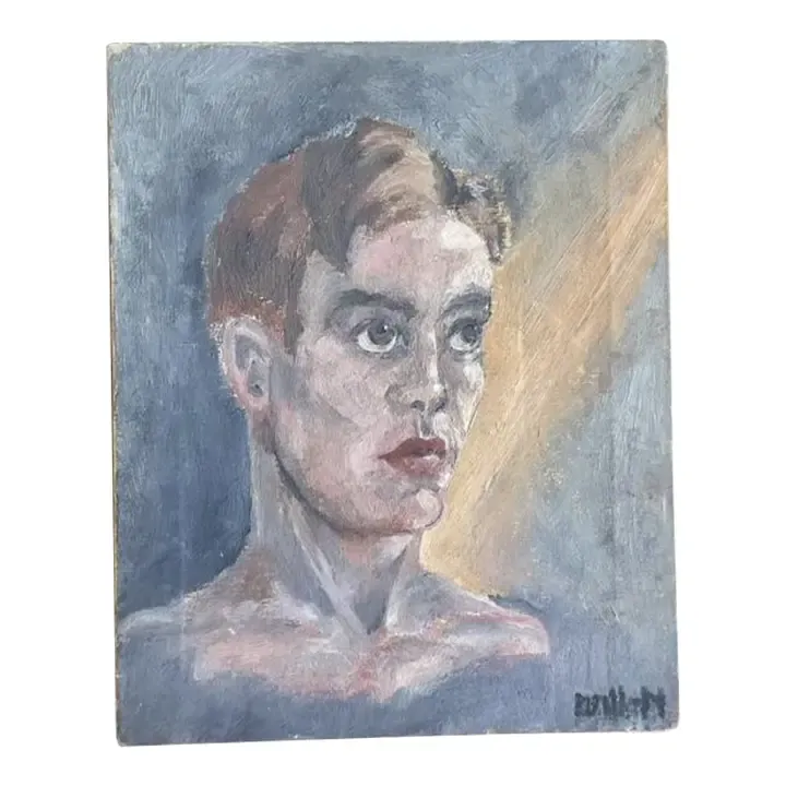 Vintage Boho Original Oil Portrait on Board — additional photo 6