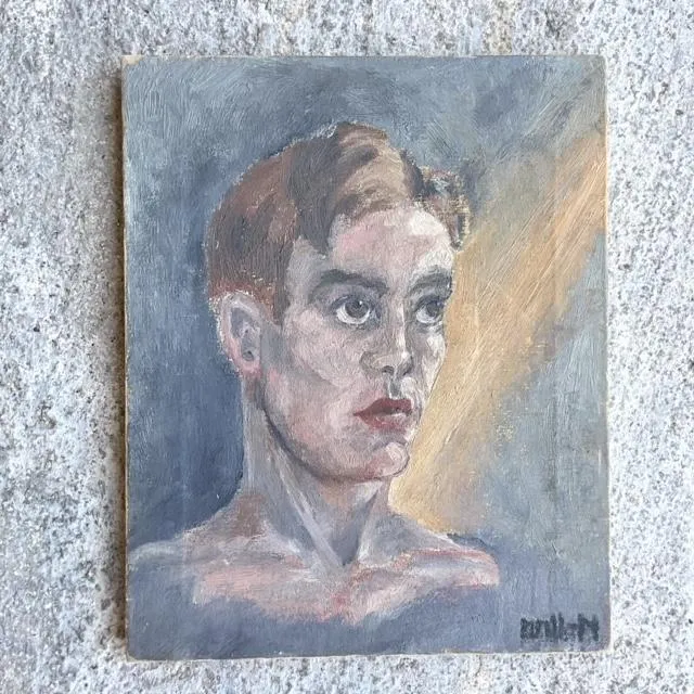 Vintage Boho Original Oil Portrait on Board — additional photo 8