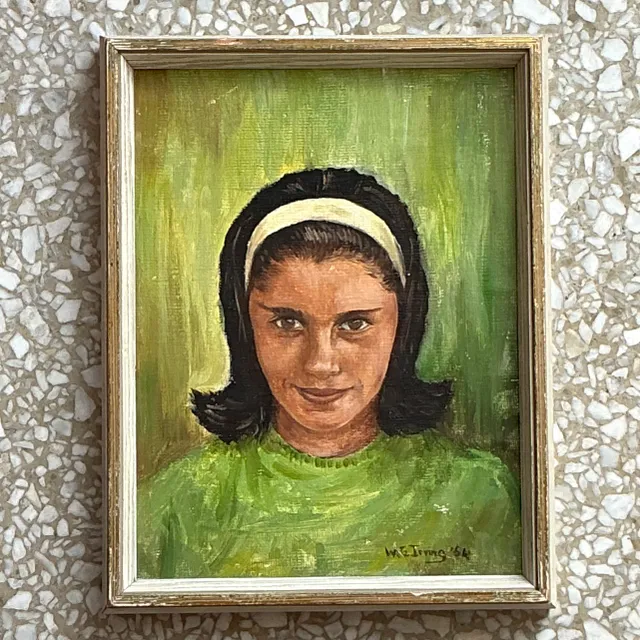 Vintage Boho Original Oil Portrait On Board — additional photo 1