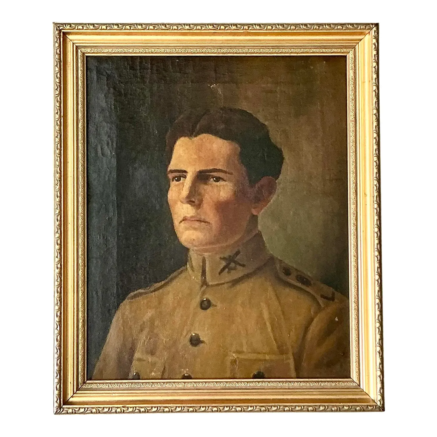 Vintage Boho Original Oil Portrait on Canvas - Canvas, 15.5W x 18.5H — additional photo 1