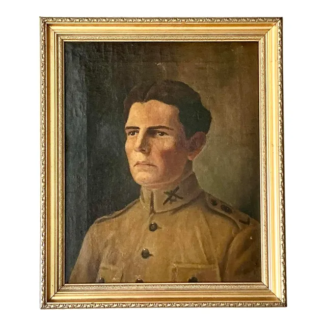 Vintage Boho Original Oil Portrait on Canvas - Canvas, 15.5W x 18.5H — additional photo 1