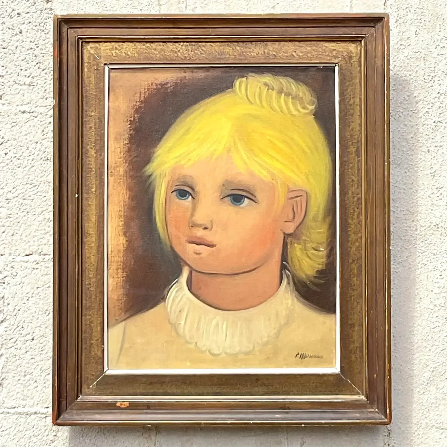 Vintage Boho Original Oil Portrait on Canvas - Canvas, 17W x 21H — additional photo 5