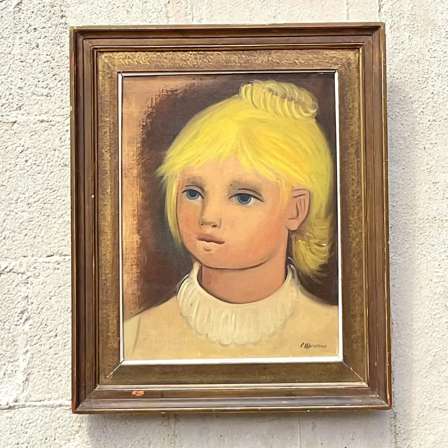 Vintage Boho Original Oil Portrait on Canvas - Canvas, 17W x 21H — additional photo 7