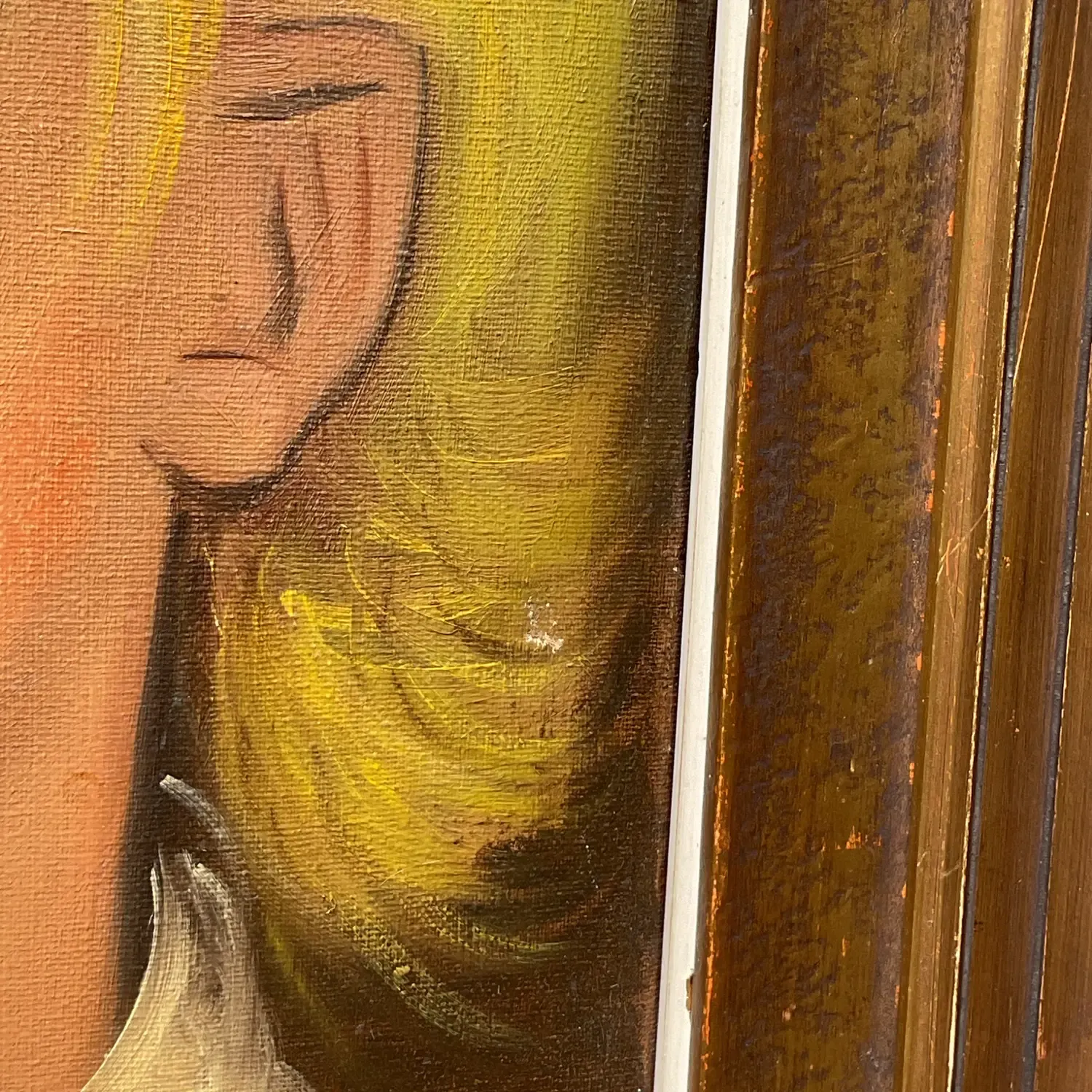 Vintage Boho Original Oil Portrait on Canvas - Canvas, 17W x 21H — additional photo 8
