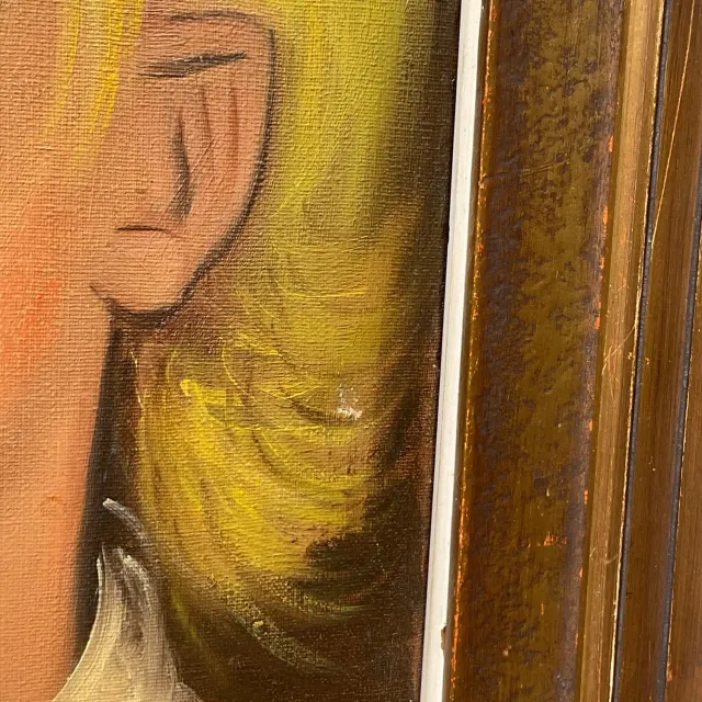 Vintage Boho Original Oil Portrait on Canvas - Canvas, 17W x 21H — additional photo 8