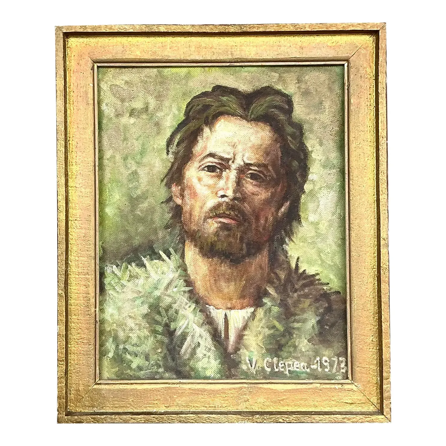 Vintage Boho Original Oil Portrait on Canvas - Canvas, 19W x 22.75H — additional photo 1