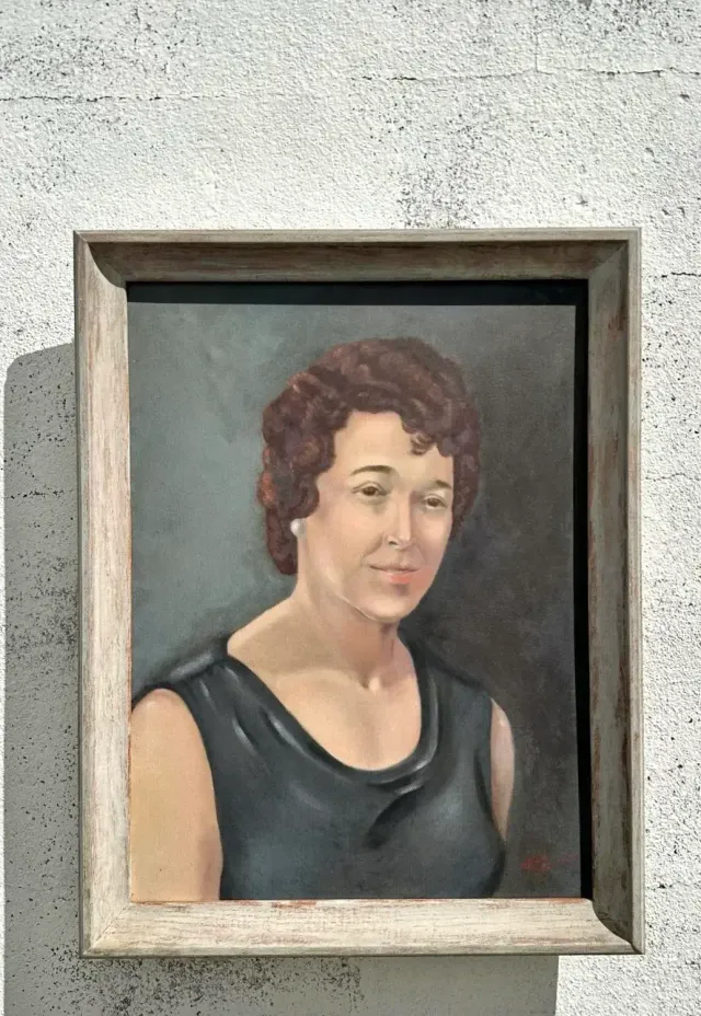 Vintage Boho Original Oil Portrait on Canvas - Canvas, 21W x 27H — additional photo 2