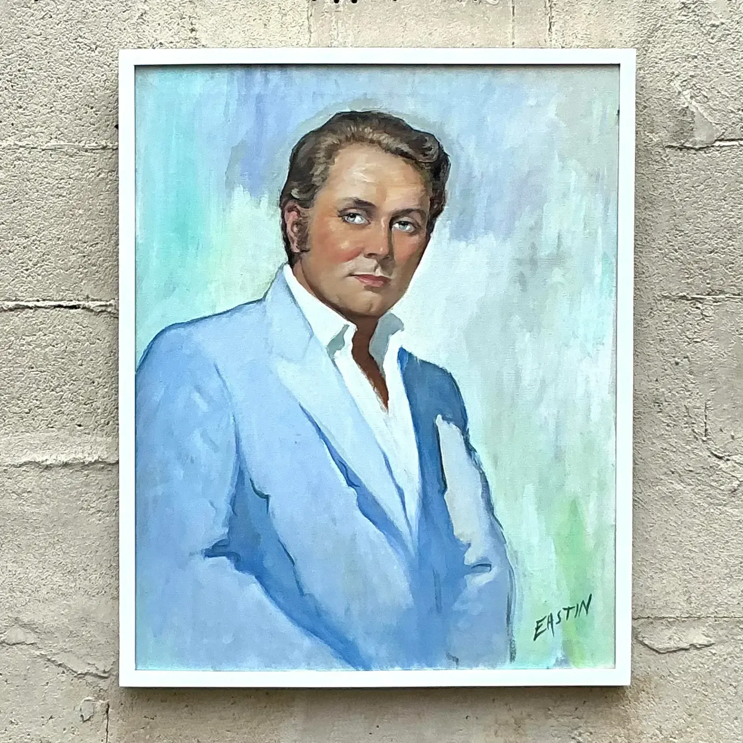 Vintage Boho Original Oil Portrait on Canvas - Canvas, 29.25W x 35.25H — additional photo 1