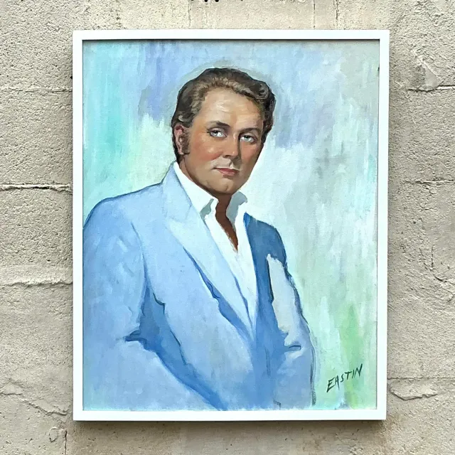 Vintage Boho Original Oil Portrait on Canvas - Canvas, 29.25W x 35.25H — additional photo 1