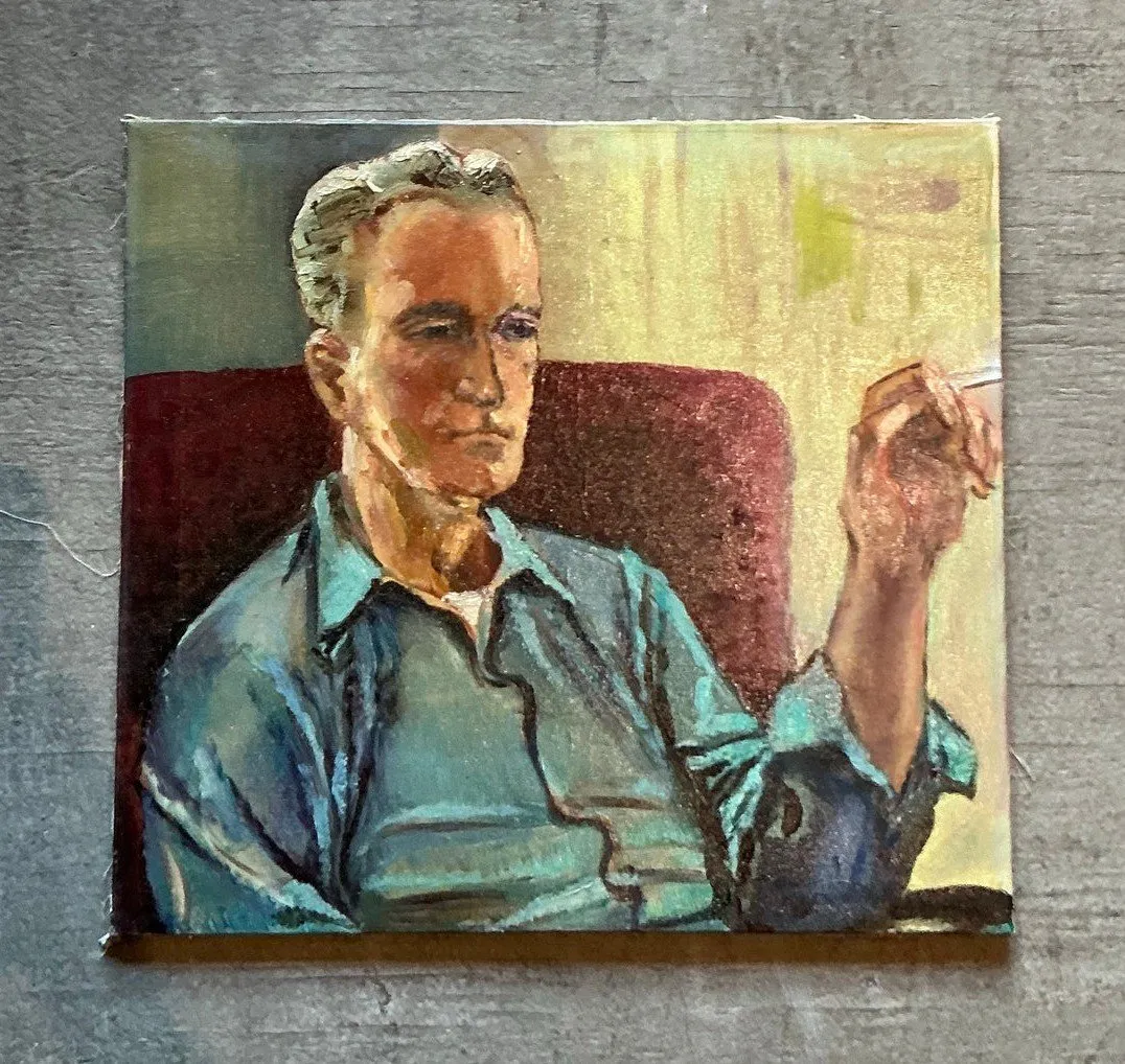 Vintage Boho Original Oil Portrait on Canvas - Canvas, 24W x 22H