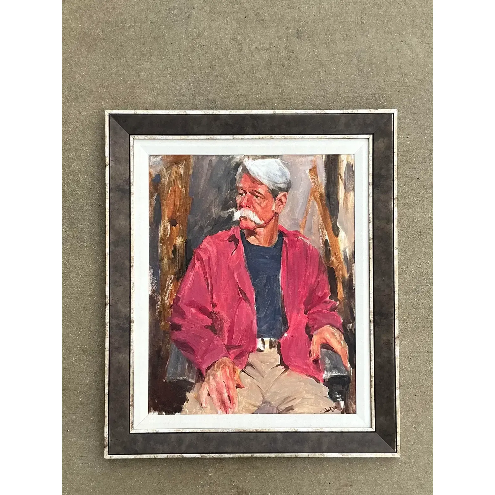 Vintage Boho Original Oil Portrait on Canvas - Oil Paint, 22W x 26H — additional photo 2