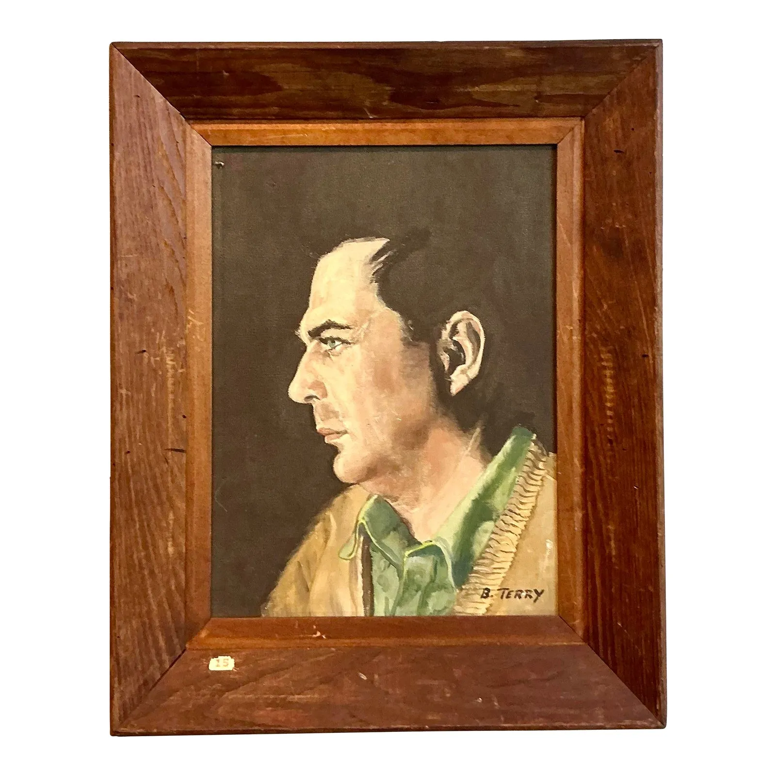 Vintage Boho Original Oil Portrait on Canvas - Oil Paint, 17W x 21.25H — additional photo 1