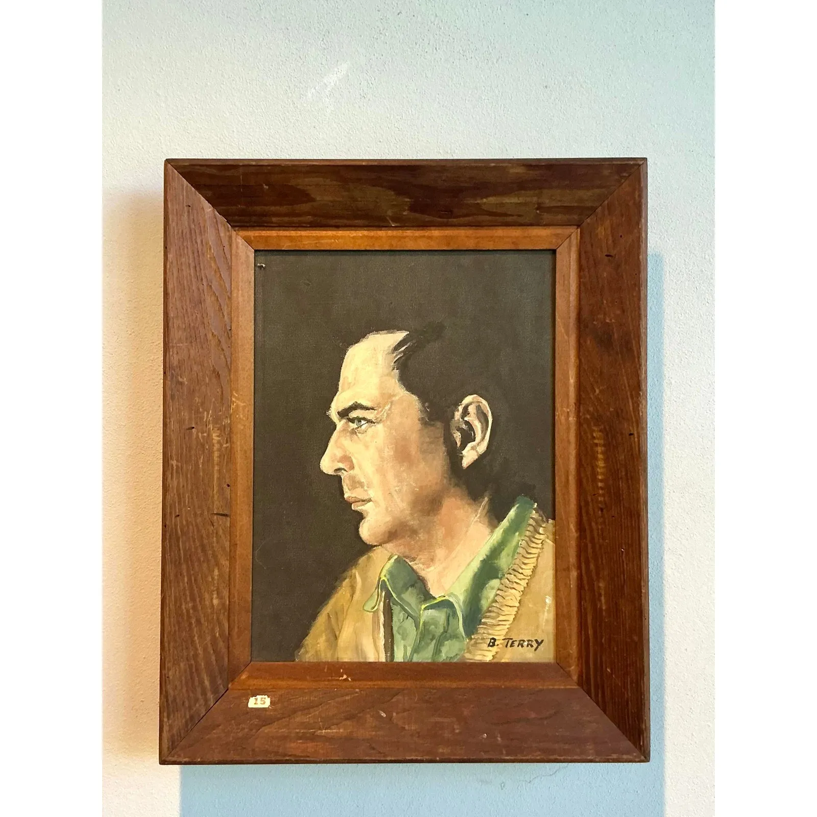 Vintage Boho Original Oil Portrait on Canvas - Oil Paint, 17W x 21.25H — additional photo 2