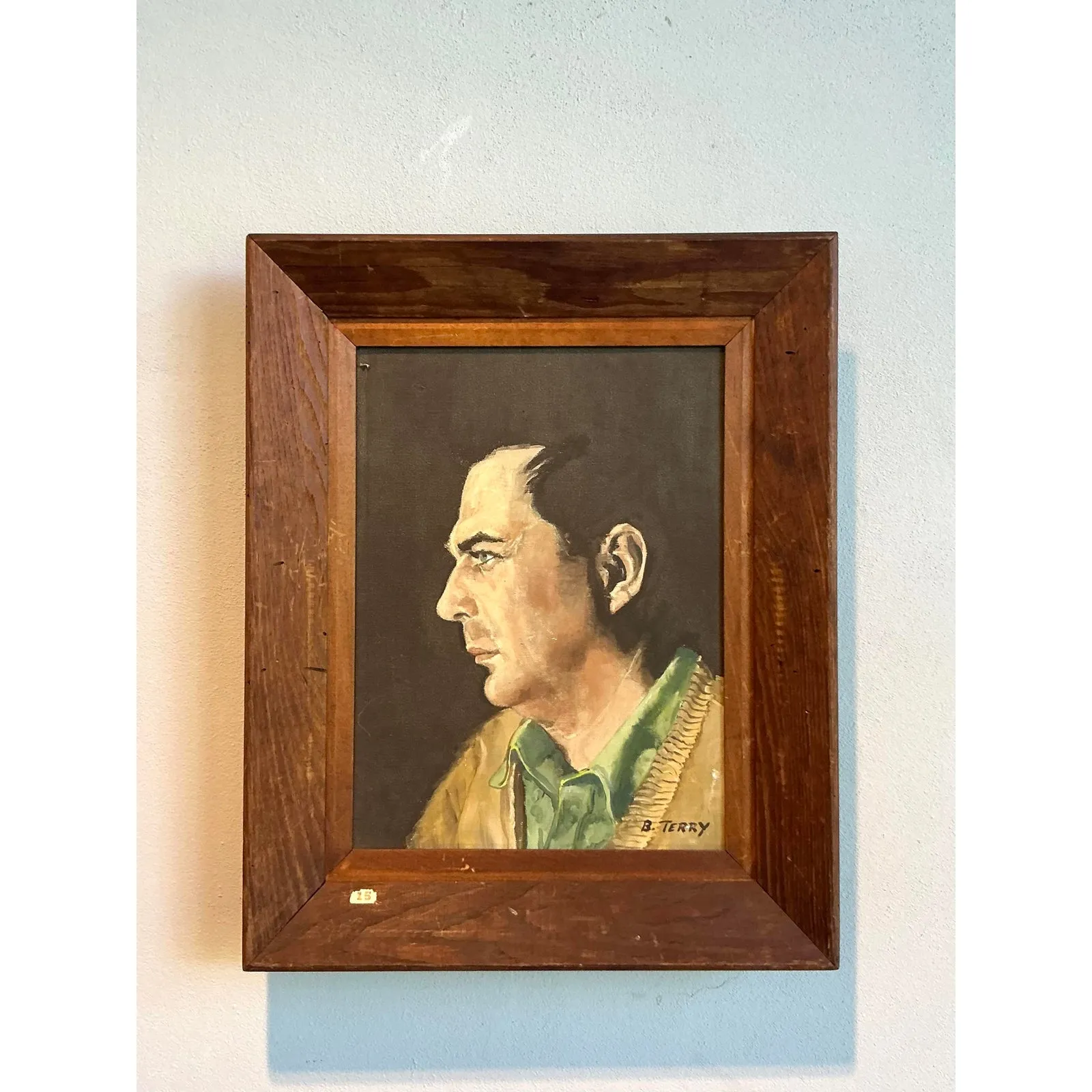 Vintage Boho Original Oil Portrait on Canvas - Oil Paint, 17W x 21.25H — additional photo 3